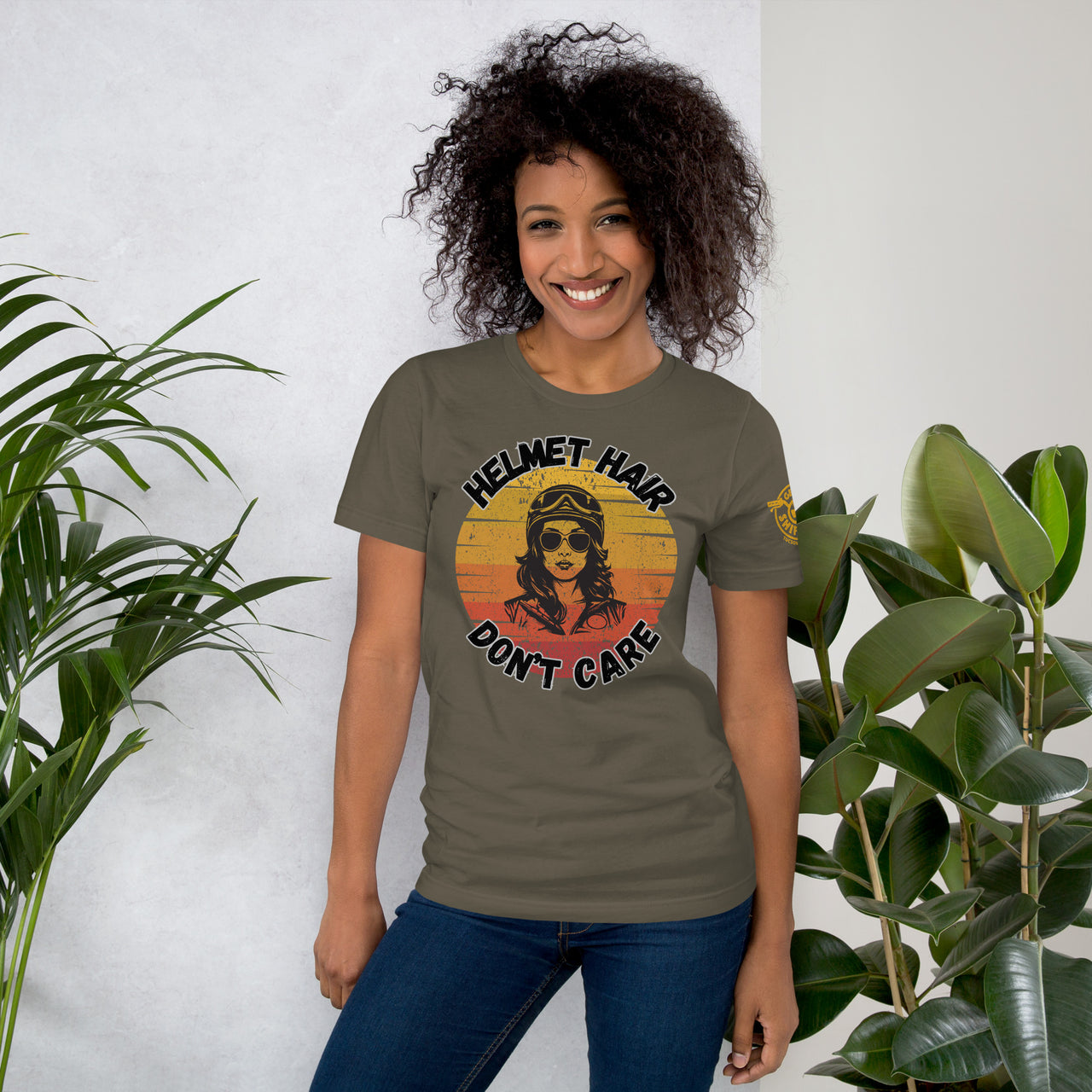 Women's helmet hair t-shirt