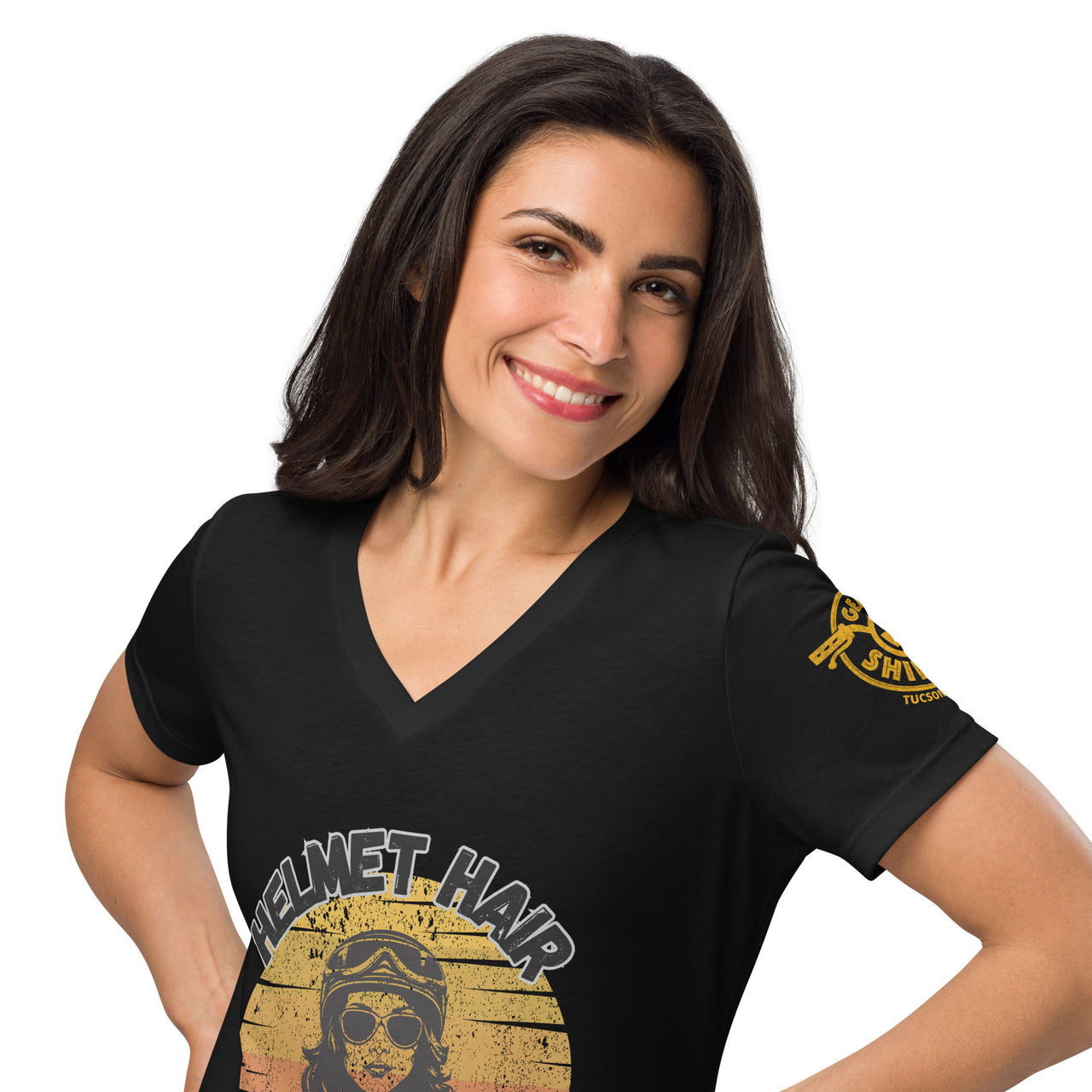 Women’s Helmet Hair relaxed v-neck t-shirt